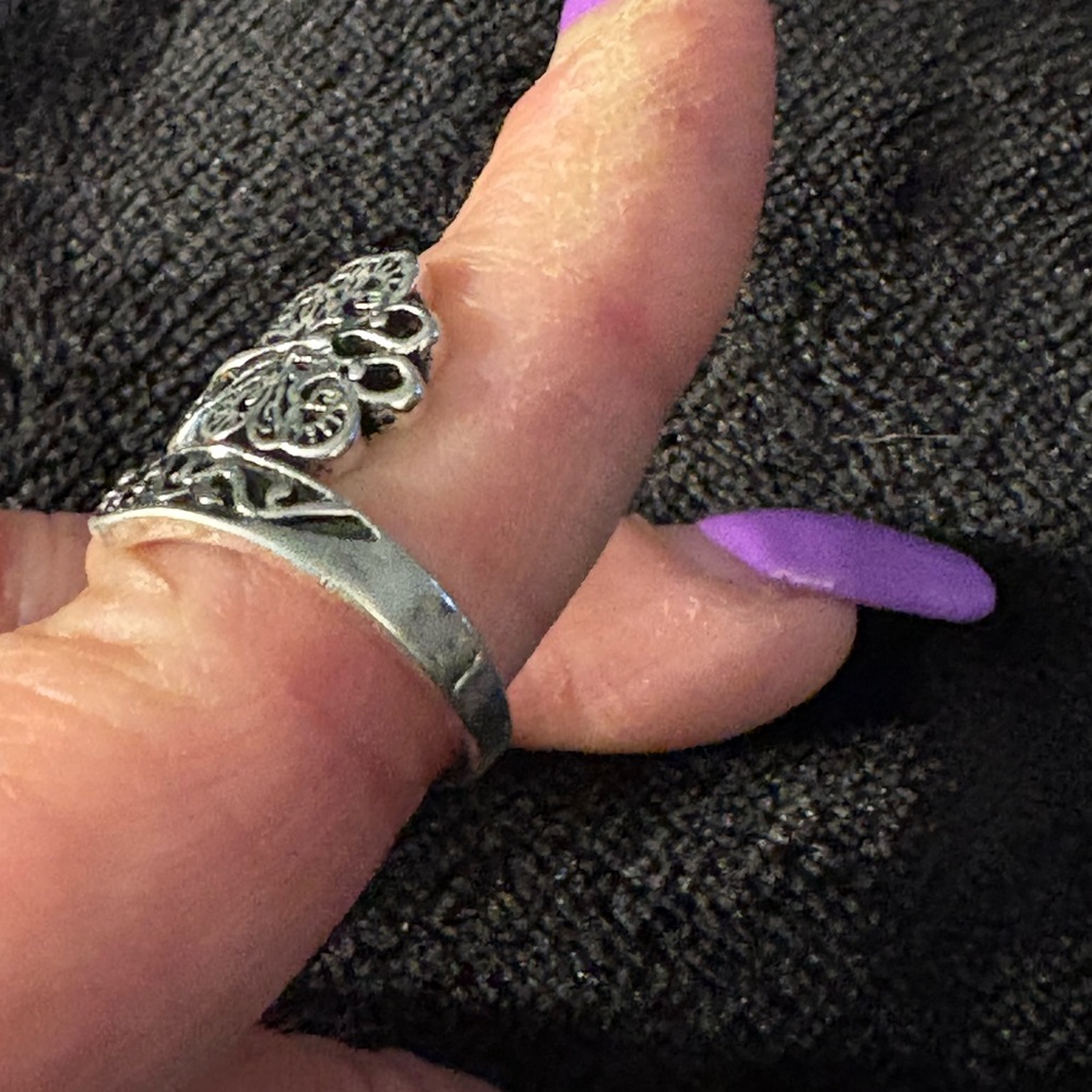 Ring- Silver Tone Adjustable Bohemian Butterfly stainless steel  Ring nwt - Picture 5 of 8